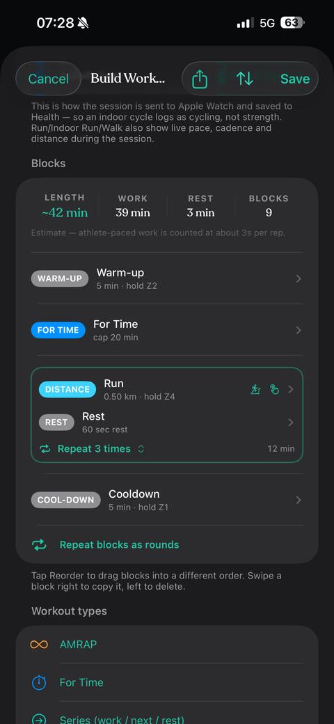 Builder block list: Distance test